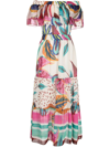 Patbo Floral-print Off-the-shoulder Midi Dress In Mehrfarbig