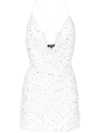 Retroféte Mich Beaded Cowl-neck Mini Cocktail Dress In Weiss
