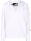 Love Moschino Sweatshirt With Cut-out And Heart Patches In Weiss