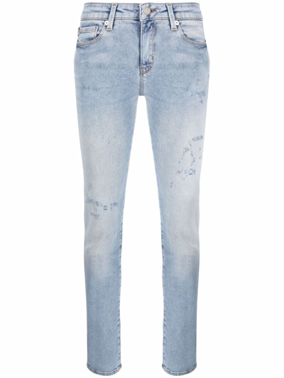 Love Moschino Distressed-effect Skinny Jeans In Blau