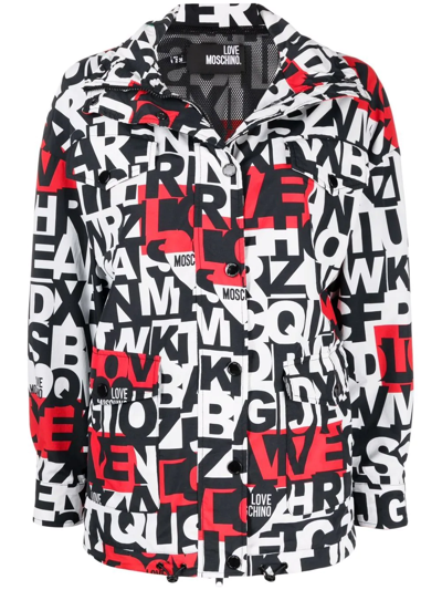 Love Moschino Alphabet-print Jacket In Schwarz