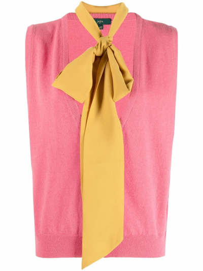 Jejia Knot-detail Knit Waistcoat In Pink