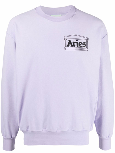 Aries Logo印花棉卫衣 In Purple