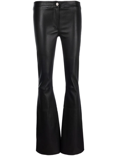 Arma Flared Leather Trousers In Black