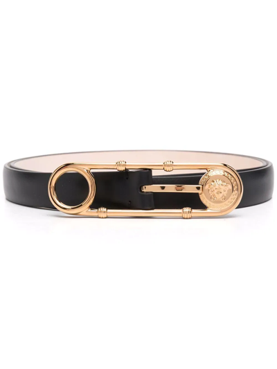 Versace Medusa Leather Belt In Black