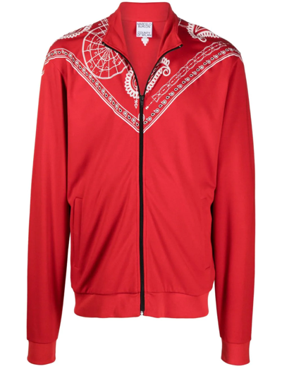 Marcelo Burlon County Of Milan Marcelo Burlon Bandana Zip-up Sweatshirt In Red