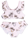 Palm Angels Palm-tree Print Ruffled Bikini Set In Pink