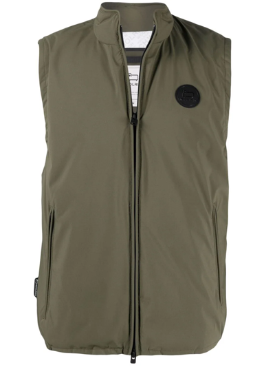 Woolrich Padded Logo-patch Gilet In Grün