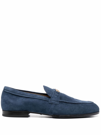 Tod's Engraved Logo Plaque Loafers In Blue