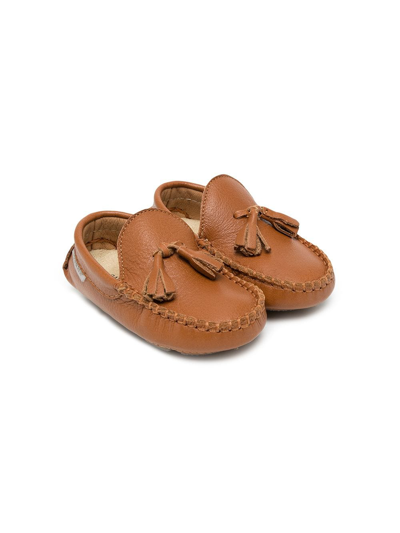 Babywalker Babies' Tassel-detail Leather Loafers In Brown