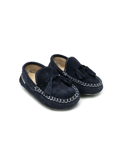 Babywalker Babies' Tassel-detail Leather Loafers In Blue