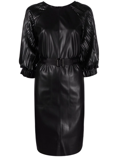 Karl Lagerfeld Belted Faux-leather Dress In Schwarz