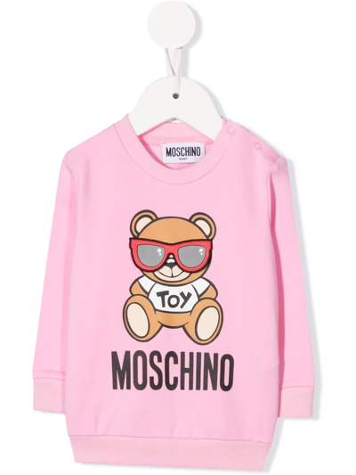Moschino Babies' Teddy Bear Print Sweatshirt In Pink
