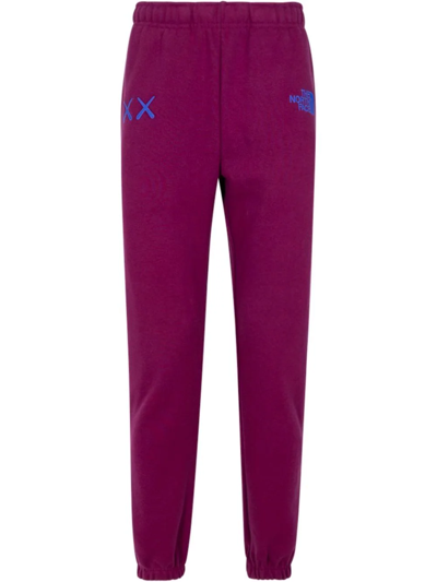 The North Face X Kaws Logo-embroidered Track Pants In Purple