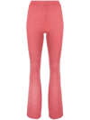 Gcds Lurex-knit High-waisted Trousers In Rosa