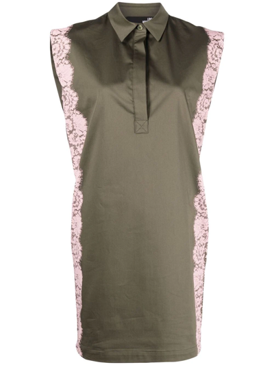 Love Moschino Lace-trimmed Mini Shirt Dress In Grün