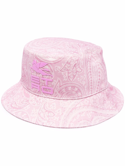 Etro 佩斯里印花棉质渔夫帽 In Pink