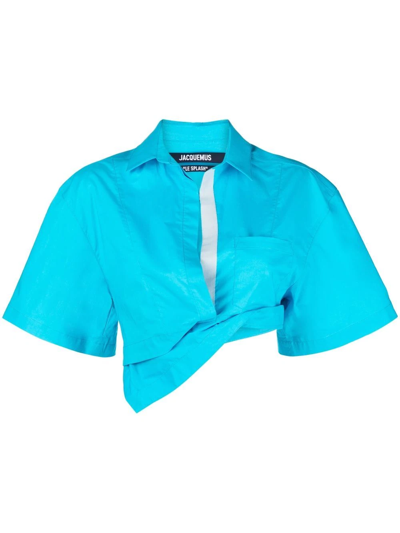 JACQUEMUS LA CHEMISE CAPRI CROPPED SHIRT