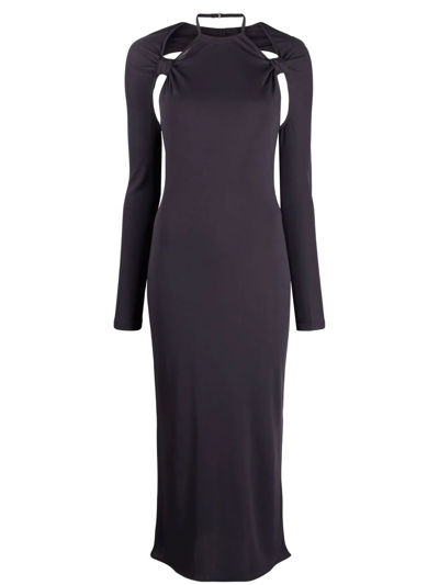 Jacquemus Nodi Halterneck Cutout Jersey Dress In Navy