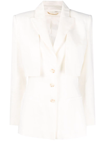 Alberta Ferretti Detachable-panel Peak-lapel Blazer In Nude