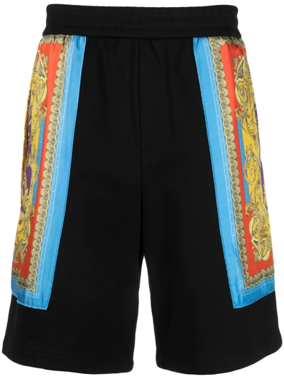 Versace Heritage Foulard Cotton & Silk Shorts In Black