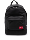 Diesel Logo Patch Zip-up Backpack In Schwarz