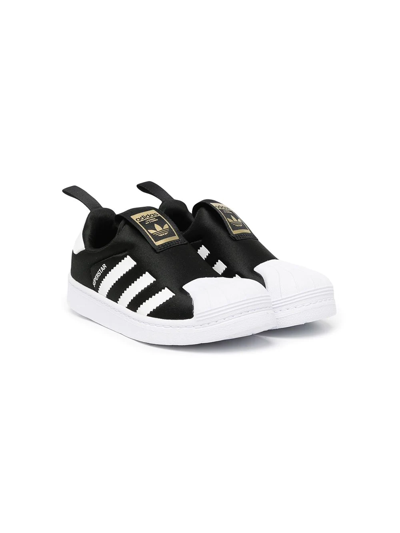 Adidas Originals Kids' Superstar 360一脚蹬运动鞋 In Black/white/gold Metallic