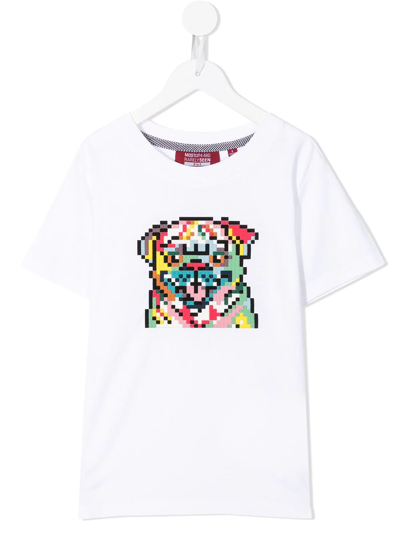 Mostly Heard Rarely Seen 8-bit Kids' Mini Rainbow Pug T-shirt In White