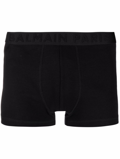 Balmain Logo-waistband Boxers In Black