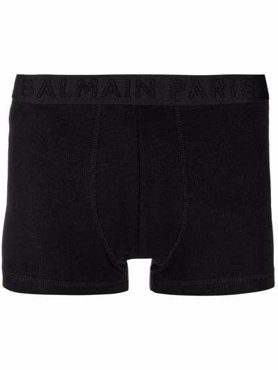 Balmain Logo裤腰四角裤 In Black