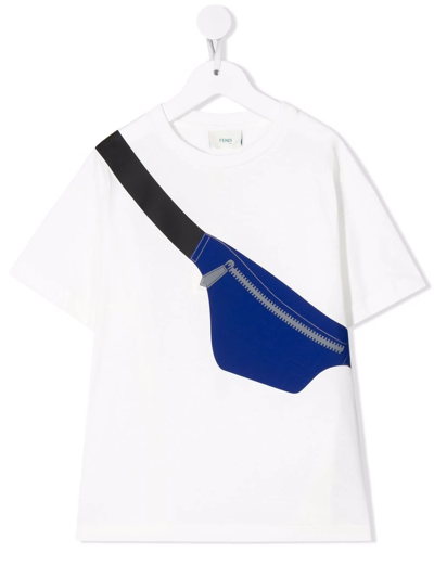 Fendi Kids' Belt-bag Print T-shirt In White