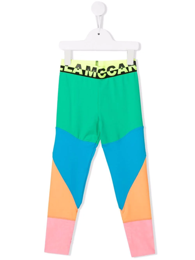 Stella Mccartney Kids' Colour-block Panelled Leggings In Green