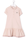 Moncler Kids' Logo-patch Ruffled Polo Dress In Rose