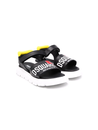 Dsquared2 Kids' Logo-print Open-toe Sandals In Black