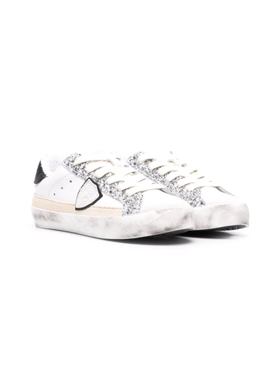 Philippe Model Kids' Glitter-detail Low-top Trainers In White