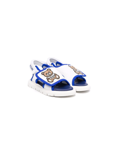 Moschino Kids' Teddy Bear-patch Open-toe Sandals In White