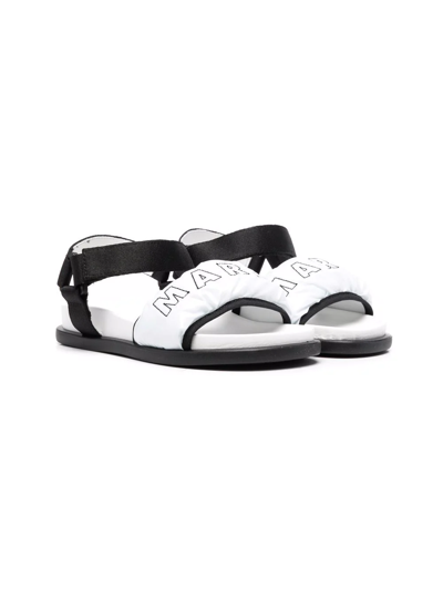 Marni Teen Embroidered Logo Sandals In Black