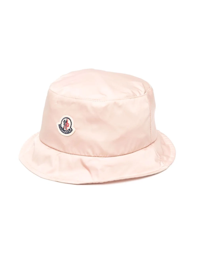 Moncler Kids' Logo-patch Bucket Hat In Pink