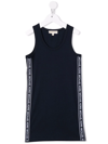 Michael Kors Logo Tape Cotton Tank Dress In Blue
