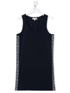 Michael Kors Logo Tape Cotton Tank Dress In Blue