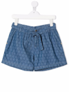 Michael Kors Logo Jacquard Chambray Shorts In Blue