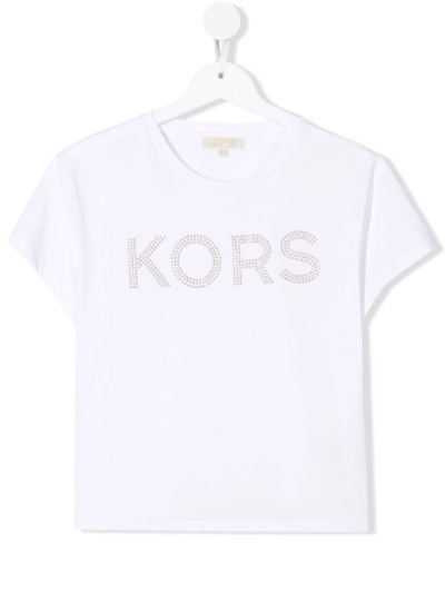 Michael Kors Kids' Embellished-logo T-shirt In White