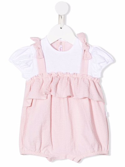 Il Gufo Babies' Layered Ruffle-detail Romper In Pink