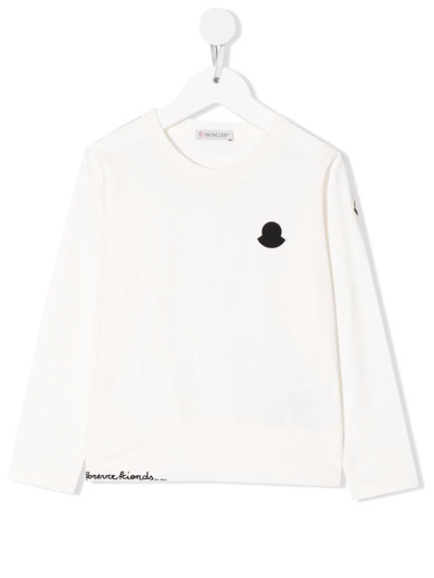 Moncler Kids' Logo-patch Cotton T-shirt In White