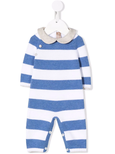 La Stupenderia Babies' Striped Cotton Romper In Blue