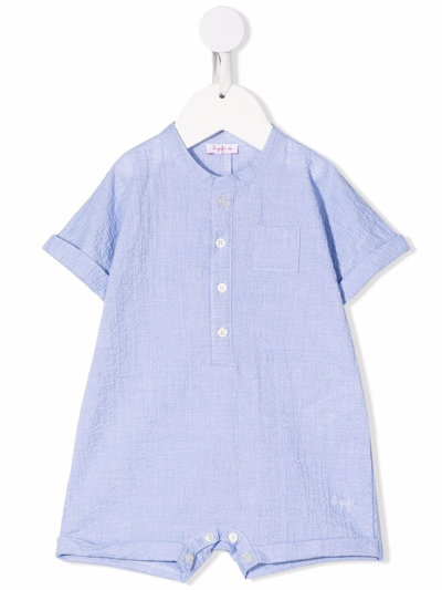 Il Gufo Babies' Buttoned Cotton Romper In Light Blue