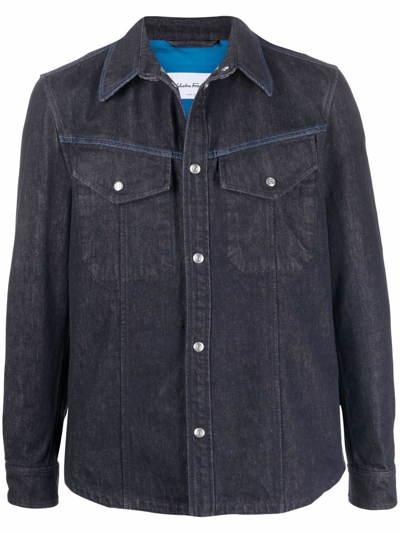 Ferragamo Rear Logo Patch Denim Jacket In Blue
