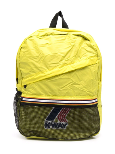 K-way Kids' Multi-pocket Logo-print Backpack In Green