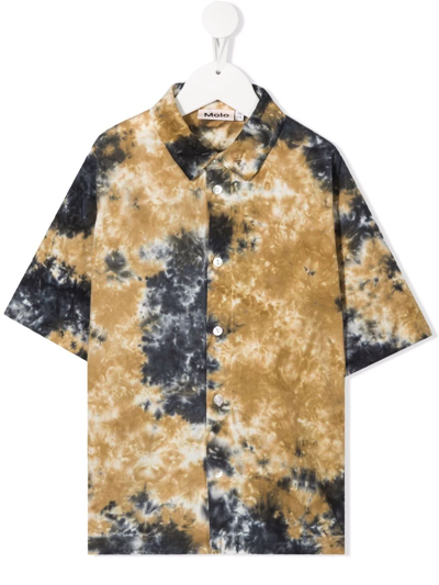 Molo Teen Tie-dye Blob Bowling Shirt In Neutrals