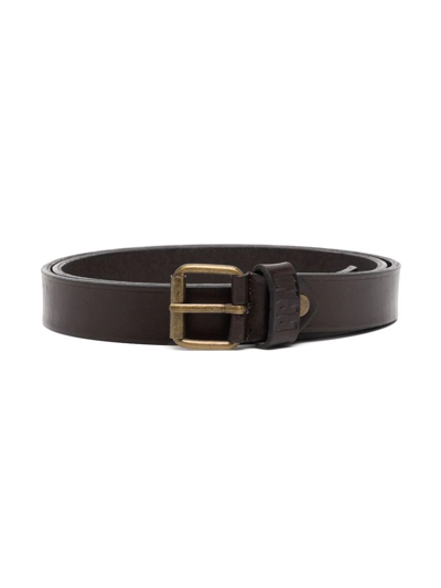 Paolo Pecora Teen Logo-embossed Leather Belt In Brown